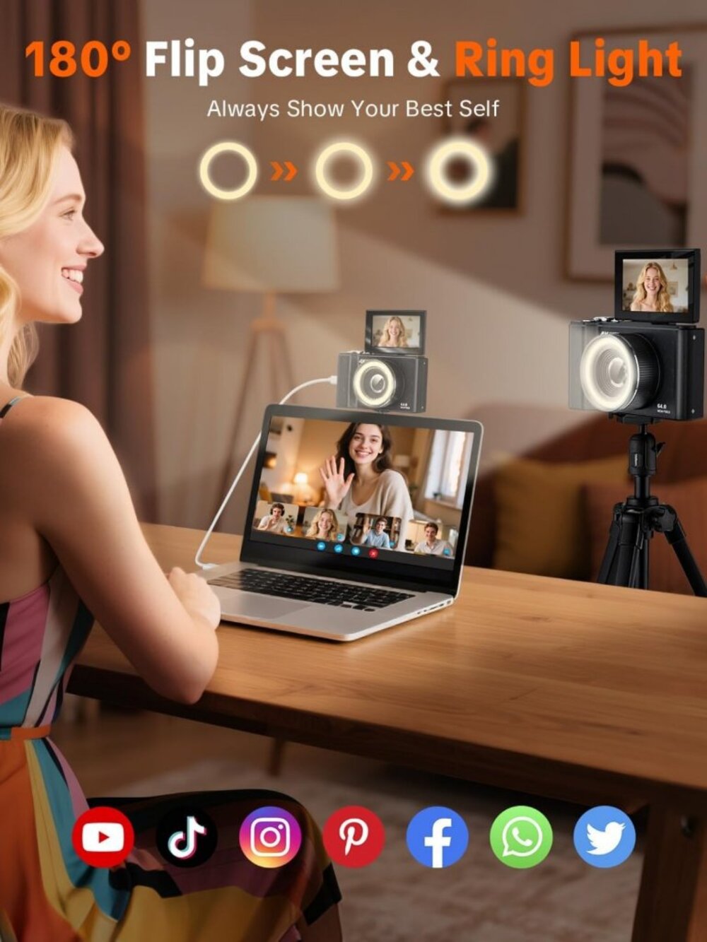 4K Digital Camera for Photography, 180° Flip Screen, Kids & Beginners Friendly - Picture 2 of 7